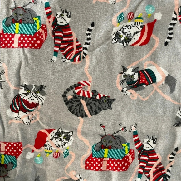 NWT Old Navy Holiday Flannel Pajama Pants kittycat - Picture 2 of 8